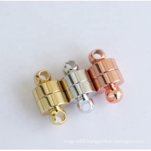 Wholesale Cylindrical Shape Copper 18K Gold Plated Connectors Beaded magnetic bracelet clasps
